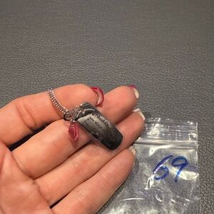 Stainless steel Pendant Necklace with Pink Accent